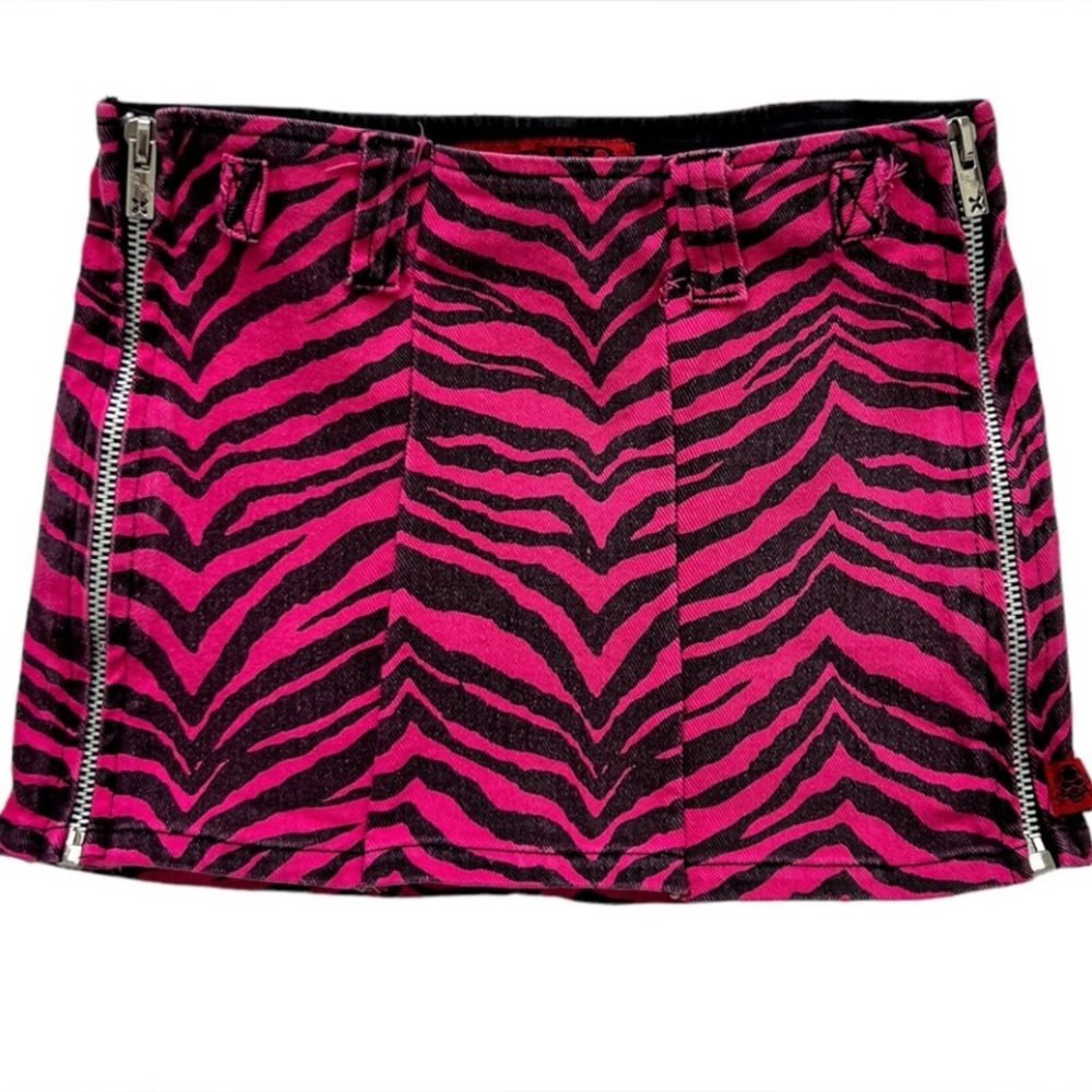 Y2K Tripp NYC Goth Animal Print Low Rise Micro Mini Skirt